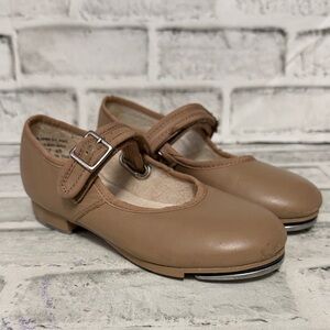 Capezio Tan Kids Tap Shoes with Velcro Strap Size Girls 11